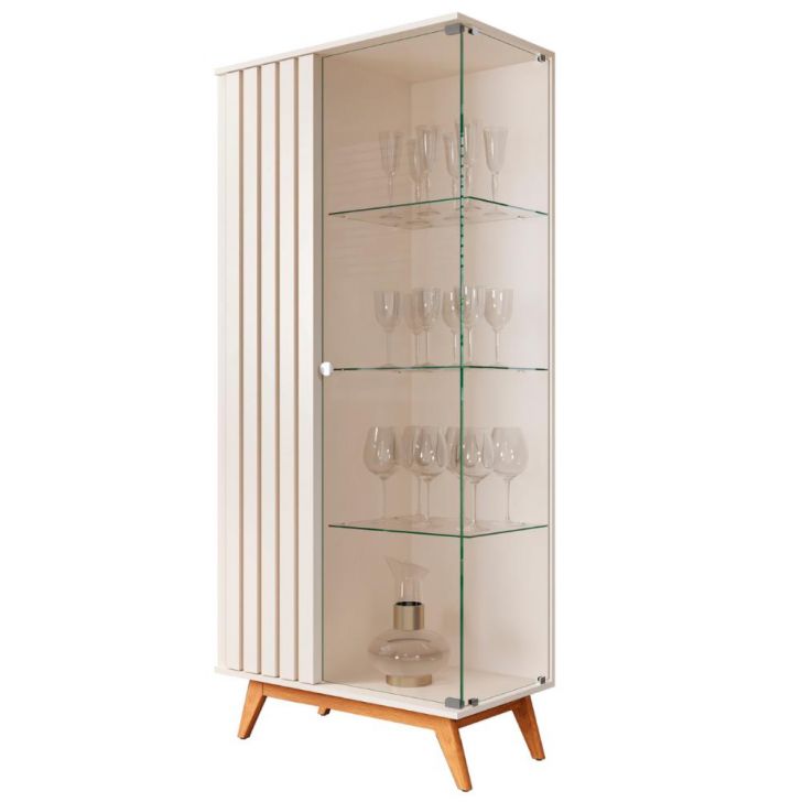 Cristaleira Ripada com 3 Prateleiras de Vidro Dijon Pérola