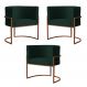 Kit 3 Poltronas Decorativa Luana Base Bronze Veludo Verde - Montanaris Decor