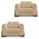 Kit 2 Poltronas Para Sala de Estar Lottus Linho Dourado Pés Castanho - Pallazio