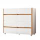 Cômoda Infinite 120cm 8 Gavetas com Pés Branco/Freijo