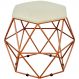Puff Decorativo Aramado Bronze Six L02 Suede Bege - Lyam Decor