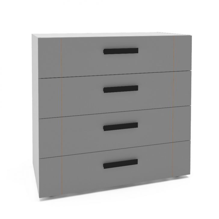 Cômoda Lisboa 4 Gavetas Cinza e Branca