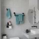 Kit Acessórios para Banheiro Conjunto 3 peças Porta Toalhas Papel Cabideiro Estilo Industrial Preto Laca