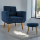 Conjunto Poltrona e Puff Decorativos Josh Veludo Azul