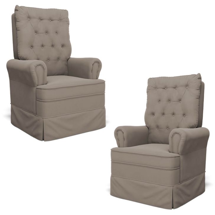 Kit 02 Poltronas de Amamentação e Descanso Com Balanço Laís G05 Veludo Areia - Mpozenato