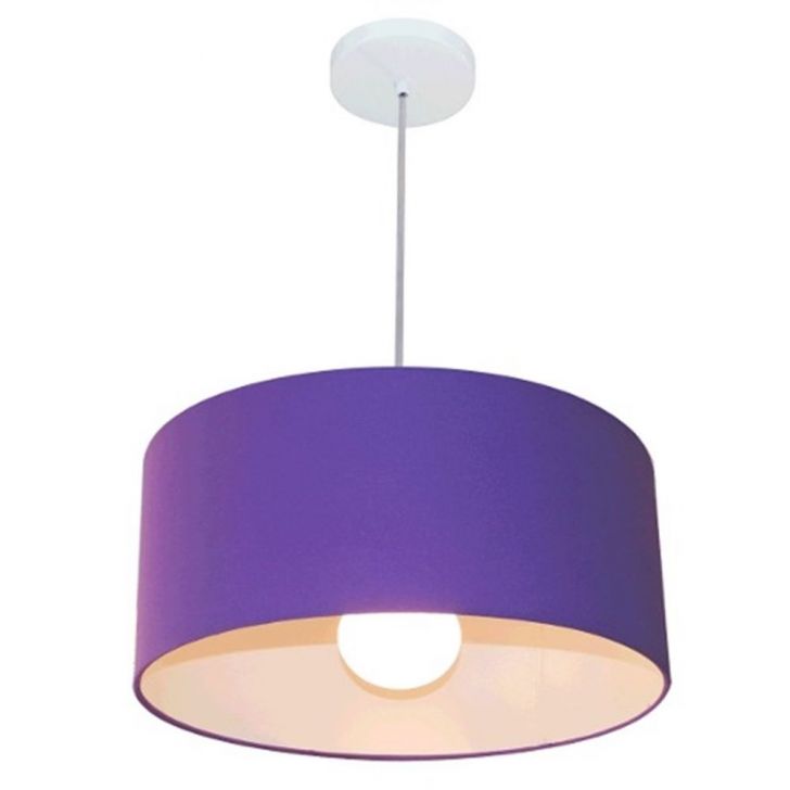 Pendente Cilíndrico 4052 Cúpula em Tecido 50x21cm Roxo - Bivolt