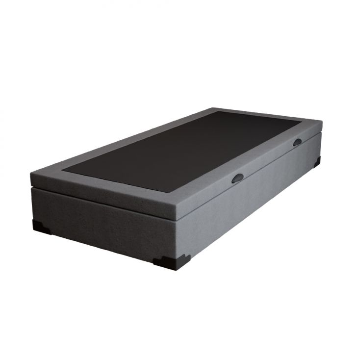 Base Para Cama Box Solteiro Guldi Com Baú Linho (47x88x188 Cm) Cinza