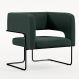 Poltrona Decorativa Scarlett D02 Base de Aço Preto Linho Verde C-117 - Lyam Decor