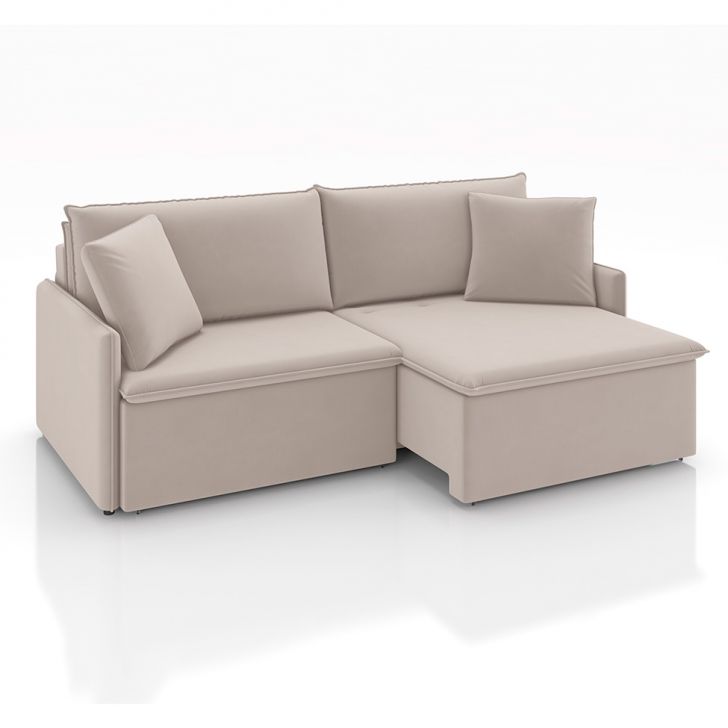 Sofá 3 Lugares Retrátil E Reclinável Stilo Veludo Creme 234 Cm