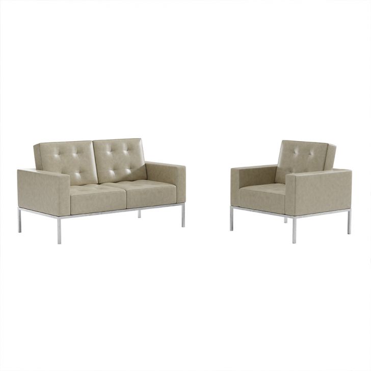 Image of Conjunto De Sofá 2 Lugares Com 1 Poltrona Isis Revestimento Sintético Bege PLA-MO895UP62RONMOB