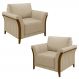 Kit 2 Poltronas Decorativas Sala de Estar 102cm Pés Madeira Roya M22 Linho Bege - Mpozenato