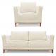 Kit Poltrona e Sofá Living 2 Lugares 1,70m Vega Linho Natural Pés Castanho - Pallazio