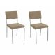 Conjunto com 2 Cadeiras Zaria Veludo Bege e Cromado