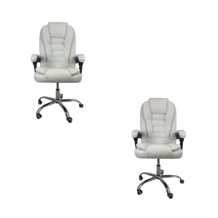 Kit 2 Cadeiras De Escritório Presidente Reclinável Branco