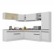 Armário de Cozinha Completa de Canto com Rodapé Veneza Multimóveis V2100 Branco/Preto