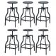 Kit 6 banquetas altas retro loft bancada industrial Turner Preto