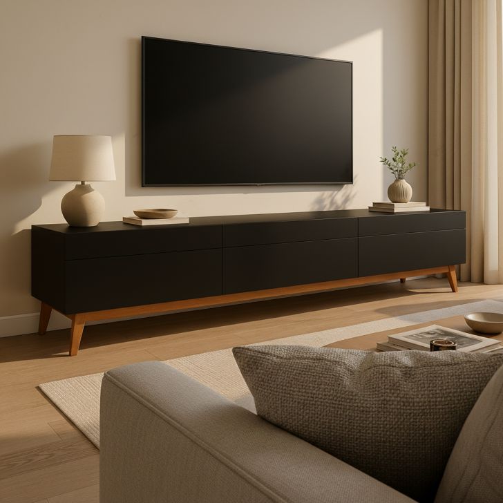 Rack para TV até 85 Polegadas Mazza 3 Gavetas Preto