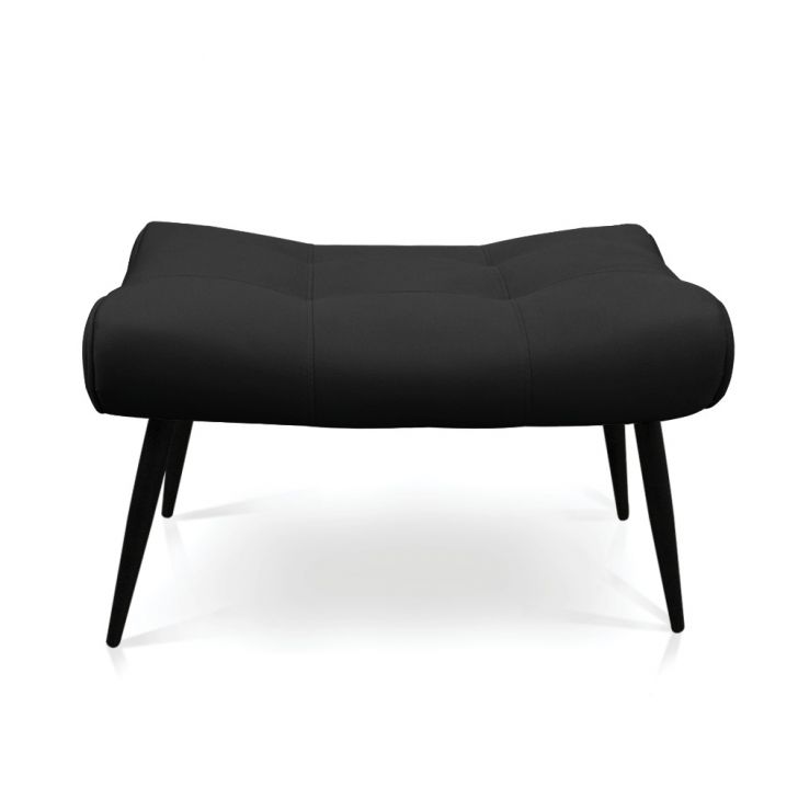 Puff Sher Suede Preto Pés Palito de Ferro - D'Rossi