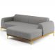 Sofá 6 Lugares com Chaise Direito Sala Estar Molino 350cm D02 Linho Cinza Escuro C-416 - Lyam Decor