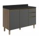 Balcao Com Tampo 2P 3G 120cm MDF Kali 16417 Carvalho Toq Off White Cetim Nicioli