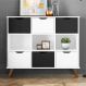 Estante Nicho Vintage Sabina Branco com Gavetas Brancas e Pretas