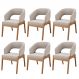 Kit 06 Cadeiras de Jantar e Estar Living Estofada Lince L02 Bouclê Bege - Lyam Decor