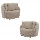 Kit 2 Poltronas Decorativas Base Fixa Galáxia com Almofadas Linho Off White G45 - Gran Belo
