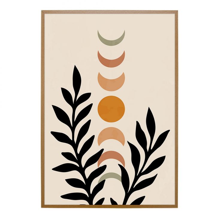 Quadro Natural Fases da Lua com Vidro Colorido 30x40 cm