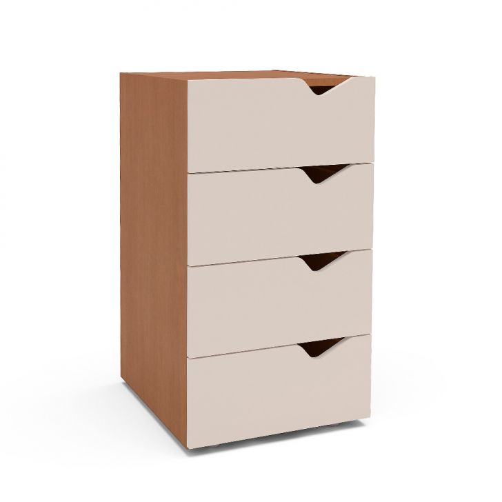 Gaveteiro Porto 4 Gavetas Freijó e Creme