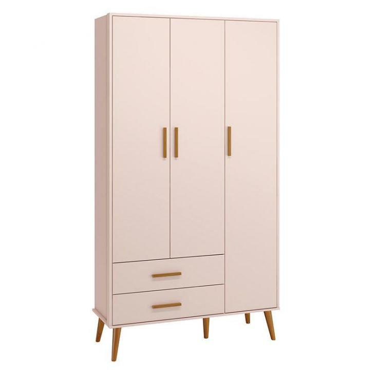 Guarda Roupa Infantil Isis 3 Portas e 2 Gavetas Rosa - Reller Móveis