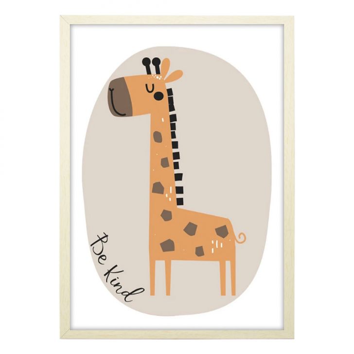 Quadro Infantil Girafa sem Vidro Colorido 20x30 cm