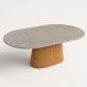 Mesa de Jantar Oblongo 244x137 cm Freijó Tampo Mármore Branco Extra