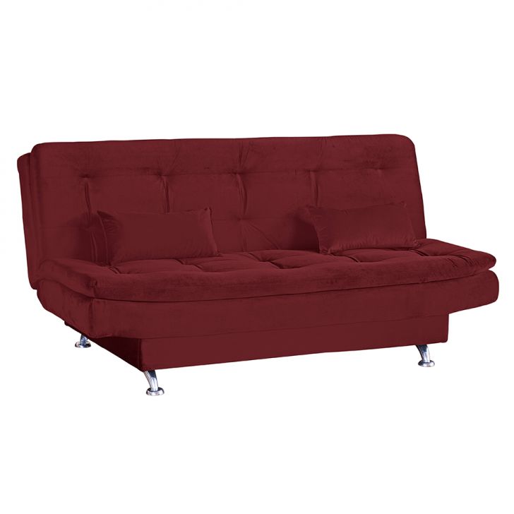 Sofá-Cama 2 Lugares Salomé Veludo Vinho