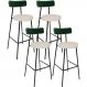 Kit 04 Banquetas Alta Bar Cozinha Sala De Jantar Milão L02 Facto Verde Musgo Linho Cru - Lyam Decor