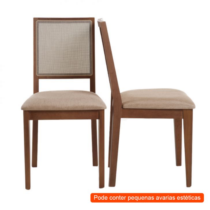 [OUTLET] Conjunto com 2 Cadeiras Sila Mel e Bege