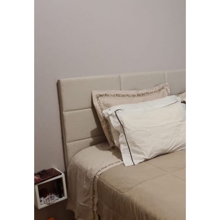 Cabeceira Estofada Queen 12 Blocos Não é Segredo Linho Cru 160x90