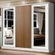 Guarda-Roupa Casal 100% MDF Madesa Eros 3 Portas de Correr com Espelhos - Branco/Branco/Rustic