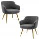 Kit 02 Poltronas Decorativa Pés Palito D'Ouro Jade D02 Linho Chumbo C-469 - Lyam Decor