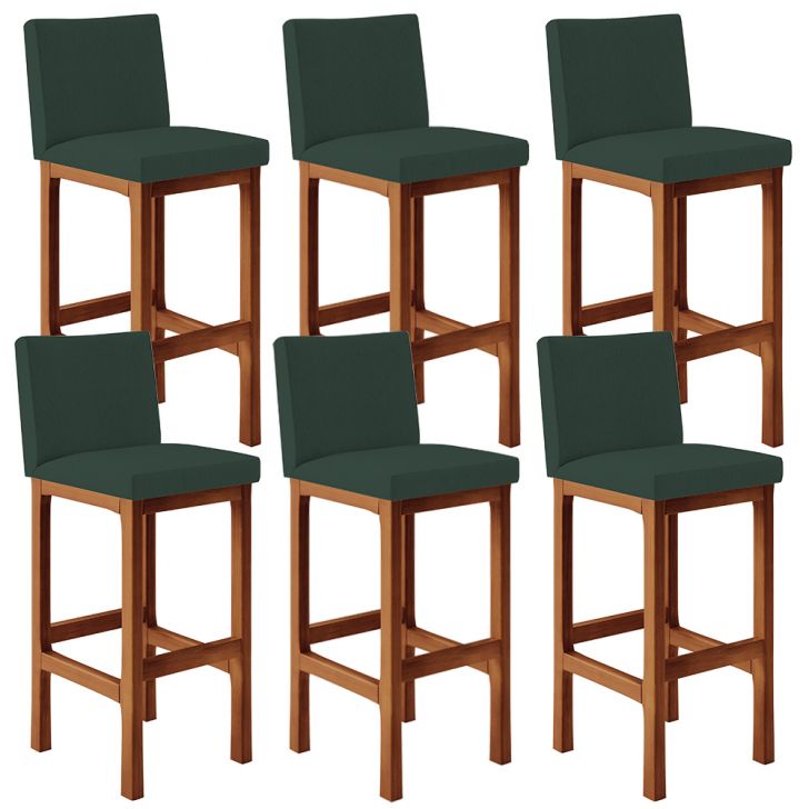 Kit 06 Banquetas Altas Para Cozinha Sala De Jantar Fixa Alya L02 Linho Verde Musgo - Lyam Decor