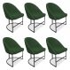 Kit 06 Cadeiras Poltrona de Jantar Bela Suede Verde Base Metálica Industrial Preto - Pallazio