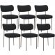 Kit 06 Cadeiras Estofadas Para Sala De Jantar Melina Base Arena L02 Bouclê Preto - Lyam Decor