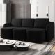 Sofá Cama Modulado Retrátil e Reclinável Decorativo Varsóvia 276cm Veludo Preto G33 - Gran Belo