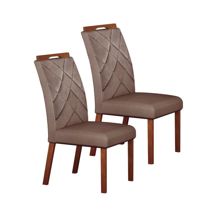 Conjunto com 2 Cadeiras Larissa Camurça Castanho e Marrom