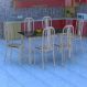 Conjunto de Mesa com 6 Cadeiras Granada Prata e Preto Listrado GR