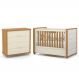 Jogo de Quarto Infantil Tutto New Cômoda 4 Gavetas e Berço Off White/Freijó com Capitonê - Matic Móveis