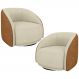 Kit 02 Poltronas Decorativa Giratória Angelina M03 Bouclê Bege Couríssimo Whisky - Lyam Decor
