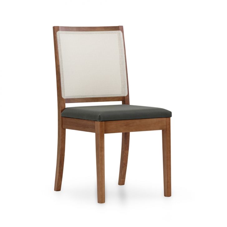 Cadeira Leah Poliéster Chumbo e Avelã