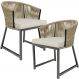 Kit 02 Cadeiras Decorativas Para Área Gourmet Cozinha Corda Náutica Bethari D04 Bege - Lyam Decor