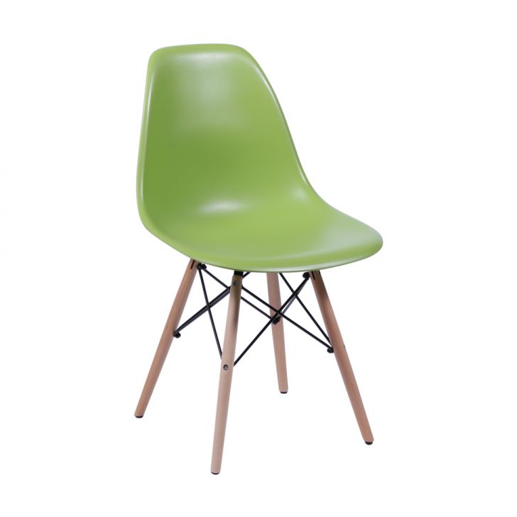Cadeira Eames Base Madeira e Verde