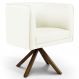 Poltrona Decorativa Base Giratória de Madeira Betina D02 Corano Bege C-26 - Lyam Decor